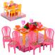 Столовая 967 (180шт) стол, 4 стула, посуда, фрукты, в слюде, 13-11-9см