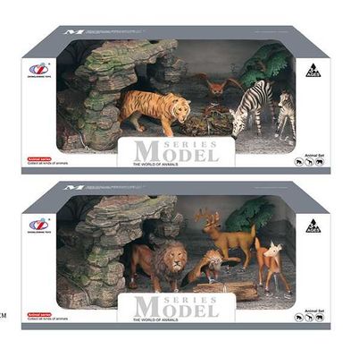 Набор "Дикие животные" Q 9899 Y-75 Animal Model, 7 элементов, 4 животных, в коробке (6977153660990) Вид 1