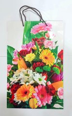 Пакет подарочный "Микс" 5038 цветной, большой вертикальный 25 х 39 х 8см Герберы Вид 4 купить в Украине