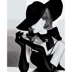 Картина за номерами "Леді в чорному капелюшку" ★★★ купити в Україні