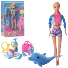 Кукла DEFA 8472 (24шт) 29см,аквалангистка, дельфин, сумка, 2 вида, на листе, 23,5-34-5,5см купить в Украине