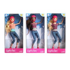 Кукла DEFA 8375-BF (48шт) шарнирная, 29см, скейт, шлем, 2цвета, в кор-ке, 15-32,5-5см купить в Украине