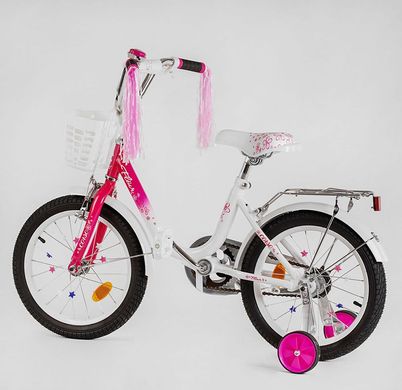 Велосипед 16" дюймів 2-х колісний "CORSO Fleur" FL - 16708 (1) U-подібна сталева рама, ручні гальма, кошик, прикраси, зібраний на 75 купити в Україні