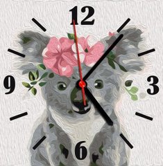 Часы-картина по номерам "Коала", 30х30 см купить в Украине
