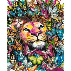 Картина за номерами "Лев у метеликах" 40х50 см купить в Украине