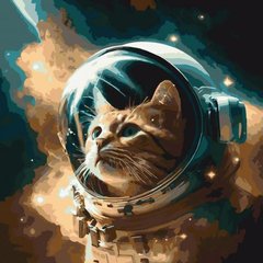 Картина за номерами "Котик космонавт" 40х40 см купити в Україні