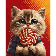Картина за номерами "Котик із цукеркою" 40х50 см купити в Україні