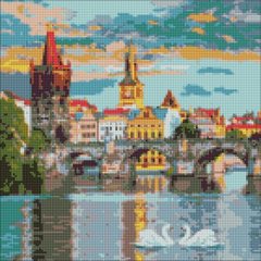Алмазная мозаика "Вечерняя Прага" 40х40см купить в Украине