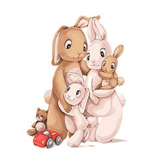Набір 7+ для розпису по номерах. арт. KHO6041 (1шт) "Маленька сім'я кроликів" 30х30см купити в Україні
