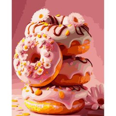 Набір для розпису по номерах Солодкі рожеві пончики Strateg розміром 40х50 см (GS916) купить в Украине