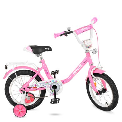 Велосипед детский PROF1 14д. Y1481 (1шт) Flower, розовый,звонок,доп.колеса купить в Украине