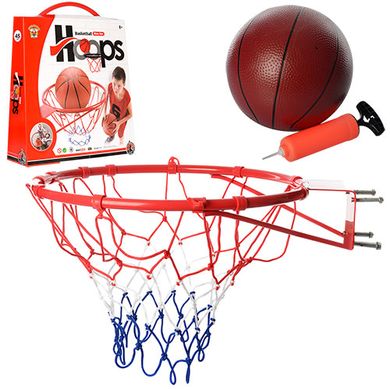 Баскетбольное кольцо M 2654 45см (металл), сетка, мяч резиновый 20см, насос, в коробке (6903152812016) купить в Украине