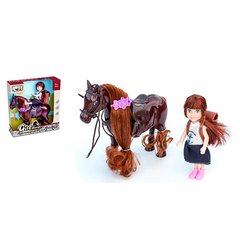 Лошадь 686-833 (36шт) 17см, кукла 14см, рюкзак, заколочка, 2 цвета, в кор-ке,19-21-6см
