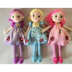 Кукла B1614 (60шт) 32см, мягконабивная, петелька, 3 цвета, в кульке, 12-32-8см купить в Украине