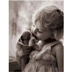 Картина по номерам "Девочка со щеночком" 40х50 см купить в Украине