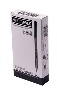 Маркер водостійкий, чорний, 0,6 мм, основа спиртова BM.8701-01 BUROMAX (4823078958082) купити в Україні