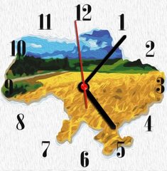 Годинник-картина за номерами "Україна", 30х30 см купити в Україні