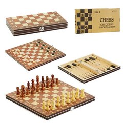 Шахи С 45103 (60) 3в1, магнітні, деревʼяна дошка, деревʼяні шахи, в коробці купить в Украине