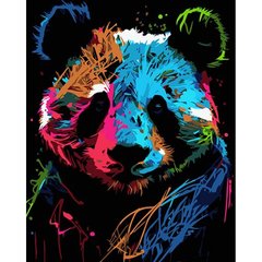 Картина за номерами на чорному фоні "Барвиста панда" 40х50 купити в Україні
