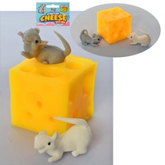 Фигурка 4545 (144шт) мышка-антистресс 2шт 4см, кусочек сыра 4,5см, в сетке, 8-14-5см купить в Украине
