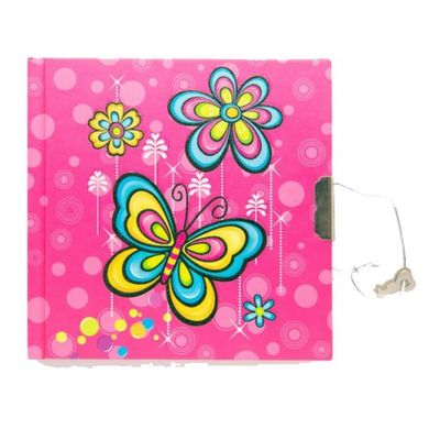 Блокнот дитячий на замочку 135x135mm, 70g, 56 л,Метелики рожеві купити в Україні