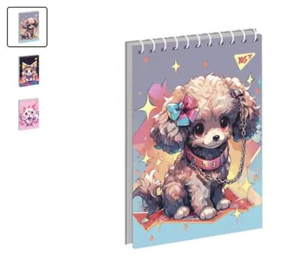Зошит для записів YES А7/80 од.спіраль Anime pets купити в Україні