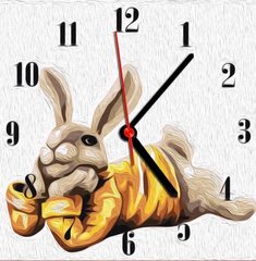 Часы-картина по номерам "Кролик", 30х30 см купить в Украине