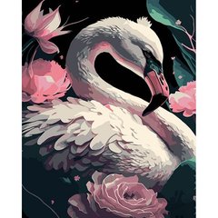 Картина по номерам на черном фоне "Фламинго в цветах" 40х50 купить в Украине