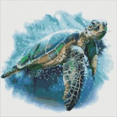 Алмазная мозаика "Голубая черепаха", 40х40 см купить в Украине