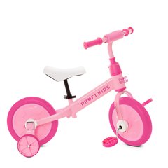 Велосипед-біговел дитячий PROFI KIDS 12 д.MBB 1012-2 кол.EVA,2в1,педалі, дод.колеса,ексцент.,рожевий