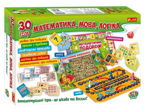 Набір навчальних ігор "Математика, мова, логіка" (укр) купити в Україні