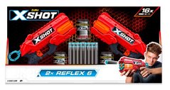 X-Shot Red Набір швидкострільних бластерів EXCEL Reflex Double (2 бластера, 3 банки, 16 патронів), 36434R купити в Україні