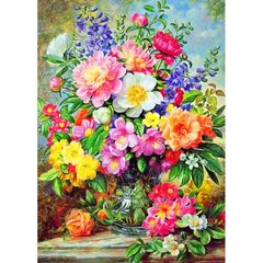 Алмазна мозаїка на рейках "Квіти натюрморт" 30х40 см купити в Україні