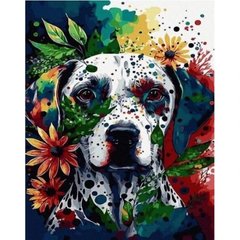 Картина по номерам "Пес среди цветов" 40х50 см купить в Украине