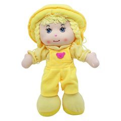 Мʼяка лялька "Дівчинка у комбінезоні", жовта купити в Україні