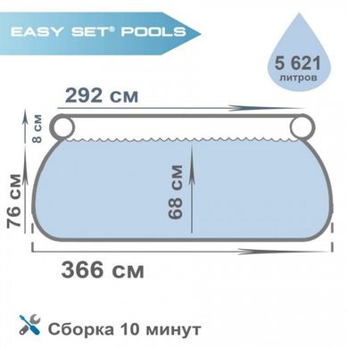 Бассейн наливной 28130 круглый. в кор.,366х76см, 5621л Intex (6903136997012) купить в Украине