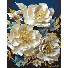 Картина по номерам 50*60 см Цветы. Белые пионы с золотыми красками Оригами LW 30410-big exclusive купить в Украине