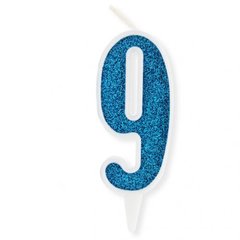 Свечка декоративная "Цифра 9", голубая купить в Украине
