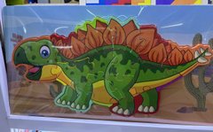 Дерев'яна іграшка арт. WD13102 (60шт) динозавр вкладиш-пазл 6 видів 40*22,5см в плівці