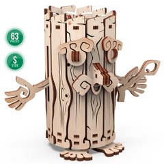 Механічна дерев"яна 3D-модель "Лісовичок - скарбничка" 24*18*3 см купити в Україні
