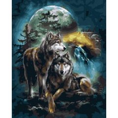 Картина за номерами "Вовки при місяці" 40х50 см купити в Україні