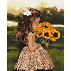 Картина за номерами "Дівчинка з соняшниками" ★★★★ купити в Україні