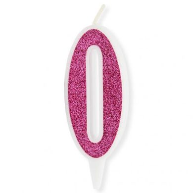 Декоративна свічка "Цифра 0", рожева купити в Україні