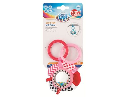 Canpol babies игрушка плюшевая с погремушкой 0+ Zig Zag лента 68/057_pink