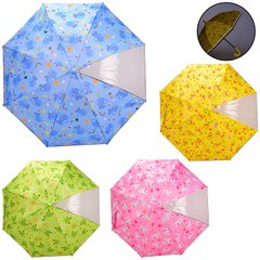 Зонт детский UM521 (60шт|5) с окошком, 4 вида, пласт. крепление, светоотраж. лента, R=50 см купить в Украине