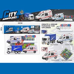 Набір машин JW 567-049 (96/2) “City Ambulance”, інерція, 3 машинки, килимок, в пакеті