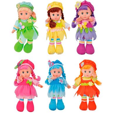 Кукла LY3011-2-3-4-5-6 (40шт) мягконабивная, 28см, муз, бат-таб, 6видов, в кульке, 31-14-6см купить в Украине
