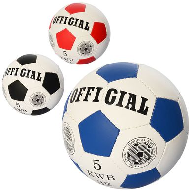 Мяч футбольный OFFICIAL 2500-202 (30шт) размер5,ПУ,1,4мм,32панели,ручн.работа,350-360г,3цв,в кульке купить в Украине