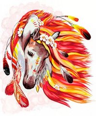 Картина по номерам "Огненная лошадь" рус купить в Украине