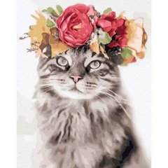 Картина за номерами "Кішка з віночком" 40х50 см купити в Україні